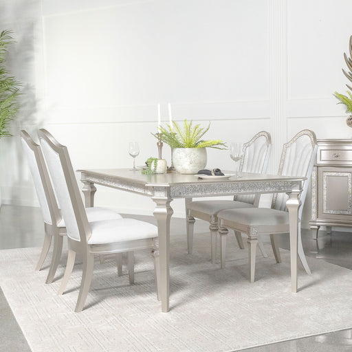Evangeline Dining Table Set with Extension Leaf Ivory and Silver Oak image