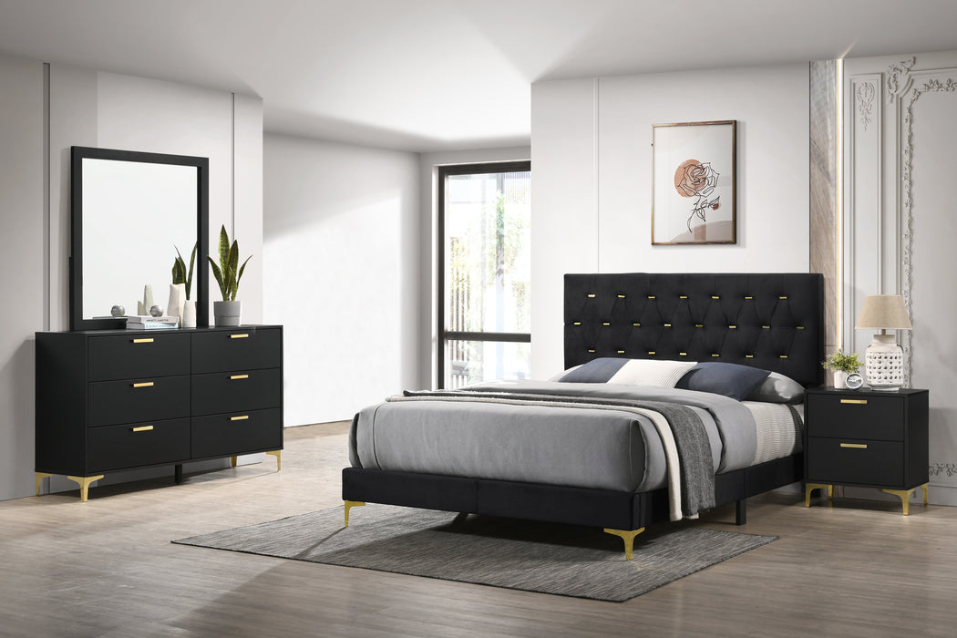 Kendall Tufted Panel Bedroom Set Black and Gold
