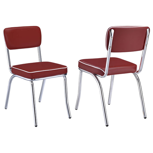 Retro Open Back Side Chairs Red and Chrome (Set of 2) image