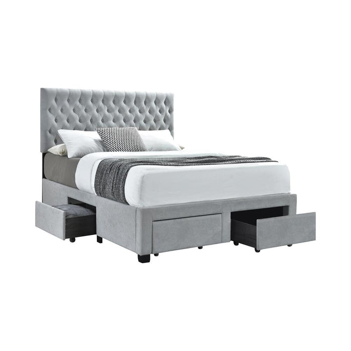 Soledad Eastern King, Full, & Queen 4-drawer Button Tufted Storage Bed Black & White