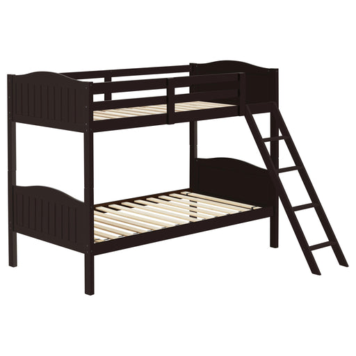 Arlo Twin Over Twin Bunk Bed with Ladder Espresso image
