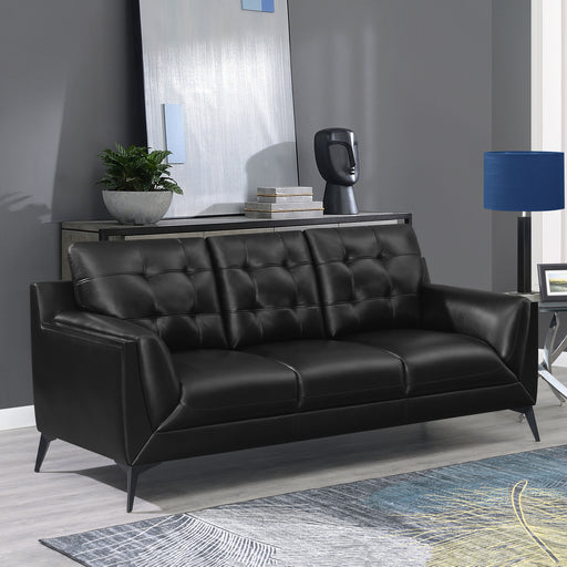 Moira Upholstered Tufted Sofa with Track Arms Black image