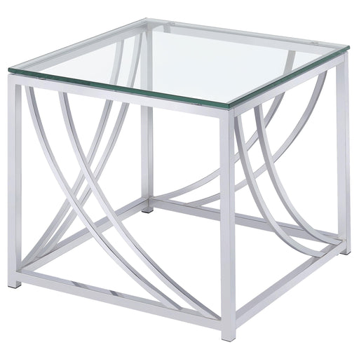 Lille Glass Top Square End Table Accents Chrome image