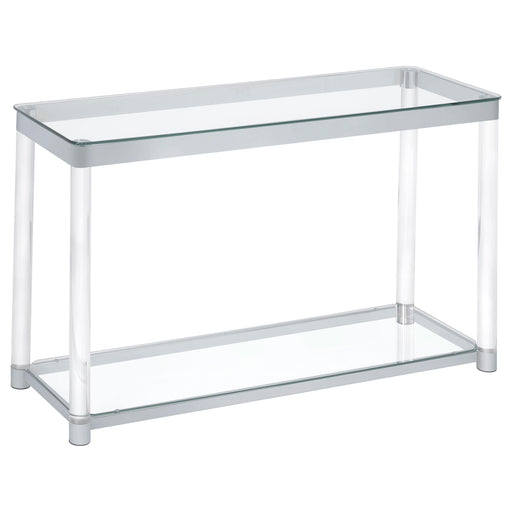 Anne Sofa Table with Lower Shelf Chrome and Clear image