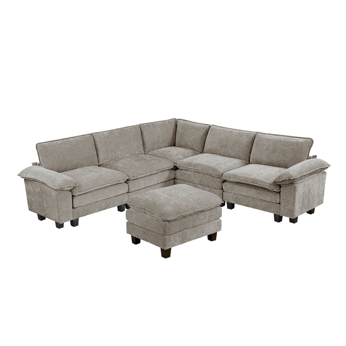 Dublin-(7)6-Piece Modular Sectional with Ottoman image