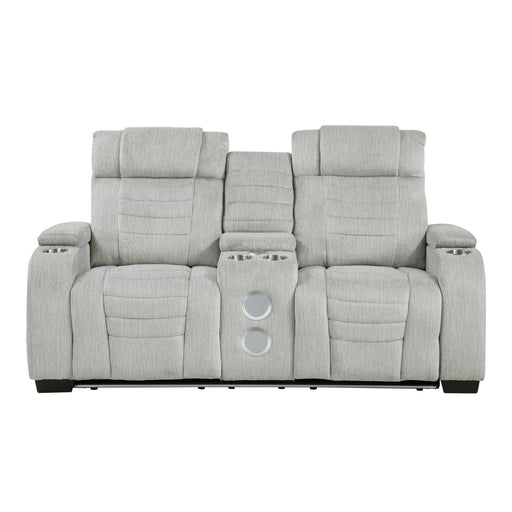 Ronan-Double Reclining Love Seat with Center Console, Wireless Speakers, Storage Arms, Cup holders and LED image