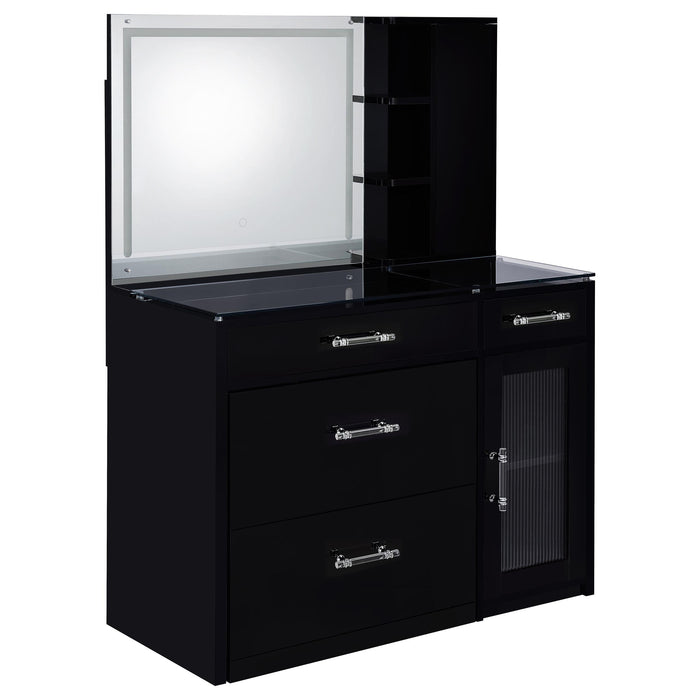 Flora 2-drawer Vanity Set with LED Mirror High Gloss