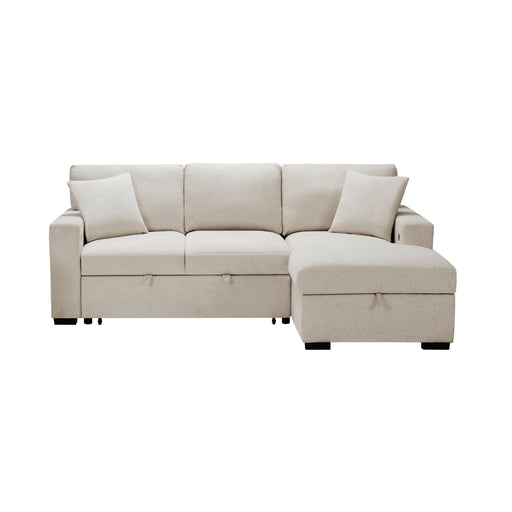 Pompano-(2)Sectional with Right Chaise, Pull-out Bed, Hidden Storage and Shelves, Charging Ports image