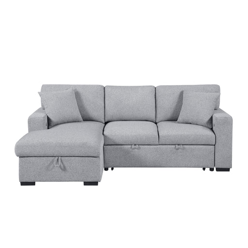 Pompano-(2)Sectional with Left Chaise, Pull-out Bed, Hidden Storages and Shelves, Charging Ports image