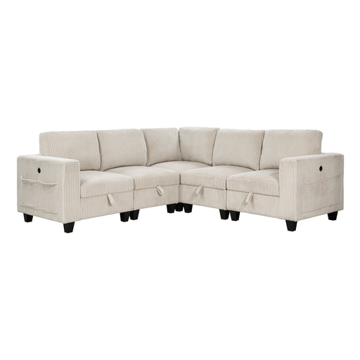 Walterboro-(5)5-Piece Sectional with Storage, Storage Pouches and Charging Ports image