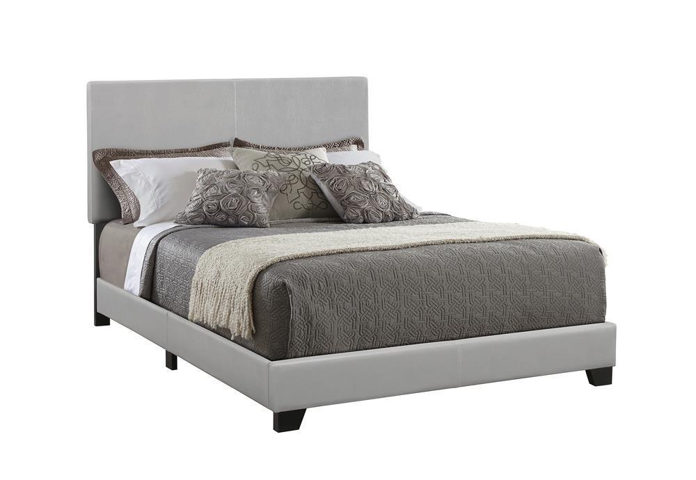 Dorian Upholstered California King, E.King, & Queen Bed Black, Brown, & Grey