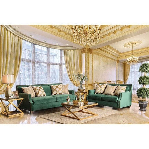 VERDANTE Emerald Green/Gold Love Seat image