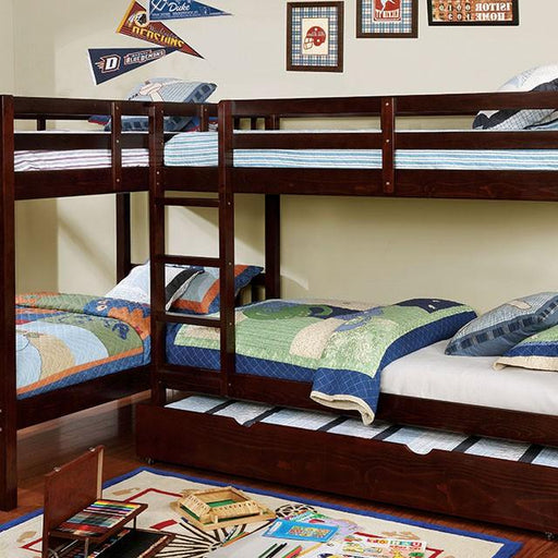 MARQUETTE Dark Walnut Quadruple Twin Bunk Bed image