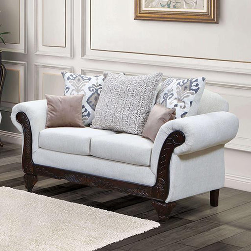 POMEZIA Loveseat, Beige/Dark Walnut image