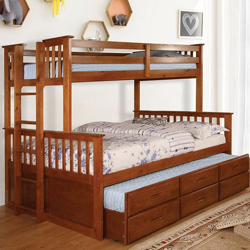 University I Oak Twin/Full Bunk Bed + Trundle image