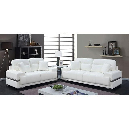 ZIBAK White/Chrome Love Seat, White image