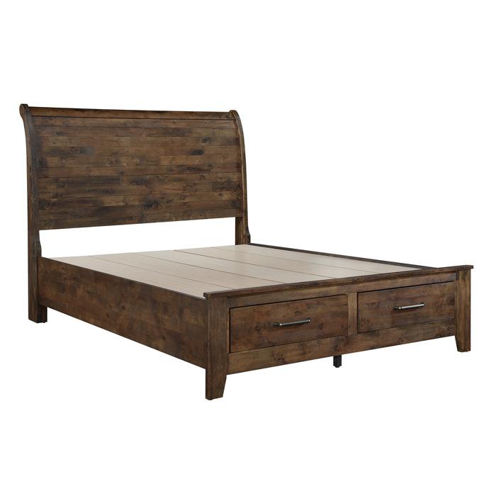 Jerrick (3)California King Sleigh Platform Bed with Footboard Storage