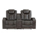 9211BRG-2PWH - Power Double Reclining Love Seat with Center Console, Power Headrests, Storage Arms and Cup Holders image
