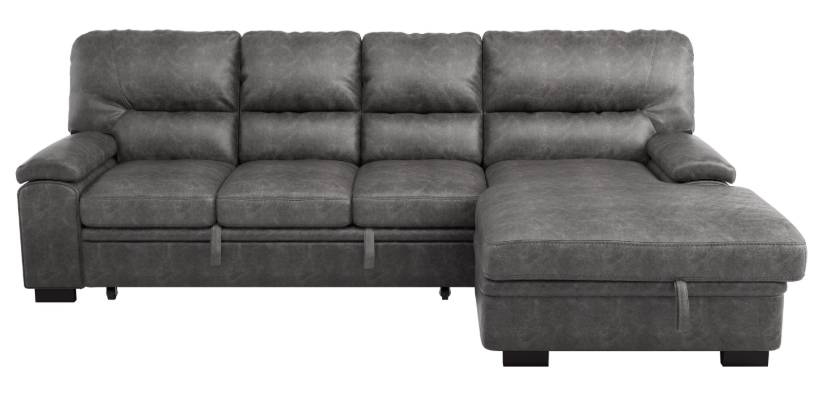 Michigan Sectional with Pull Out Bed and Right Chaise in Dark Gray 9407DG2RC3L