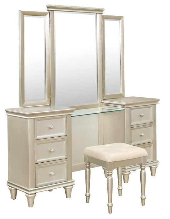 Celandine Vanity Dresser with Mirror in Silver 1928-15