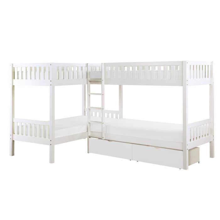 B2053CNW-1T - (4) Corner Bunk Bed with Storage Boxes image