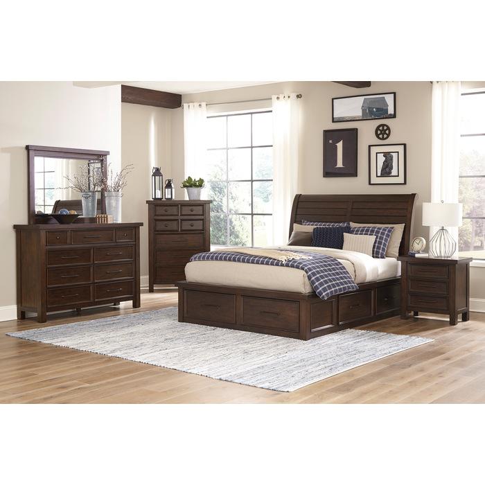 Logandale (4) California King Platform Bed with Footboard Storage