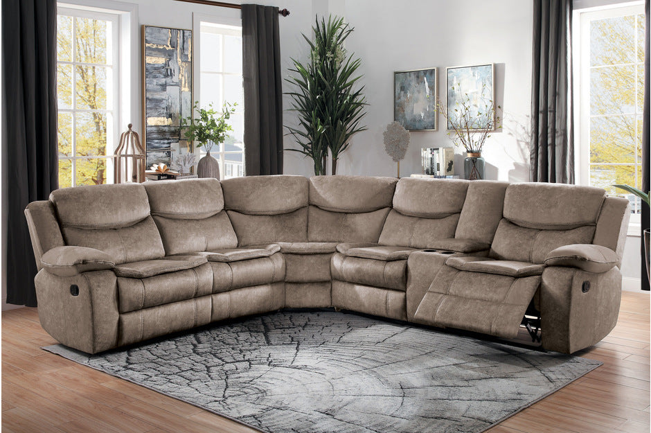 3-Piece Sectional with Right Console (soft fabric Not leather)