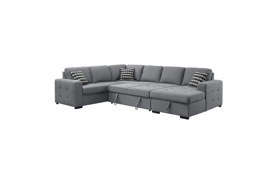 4-Piece Sectional with Pull-out Bed and Hidden Storage