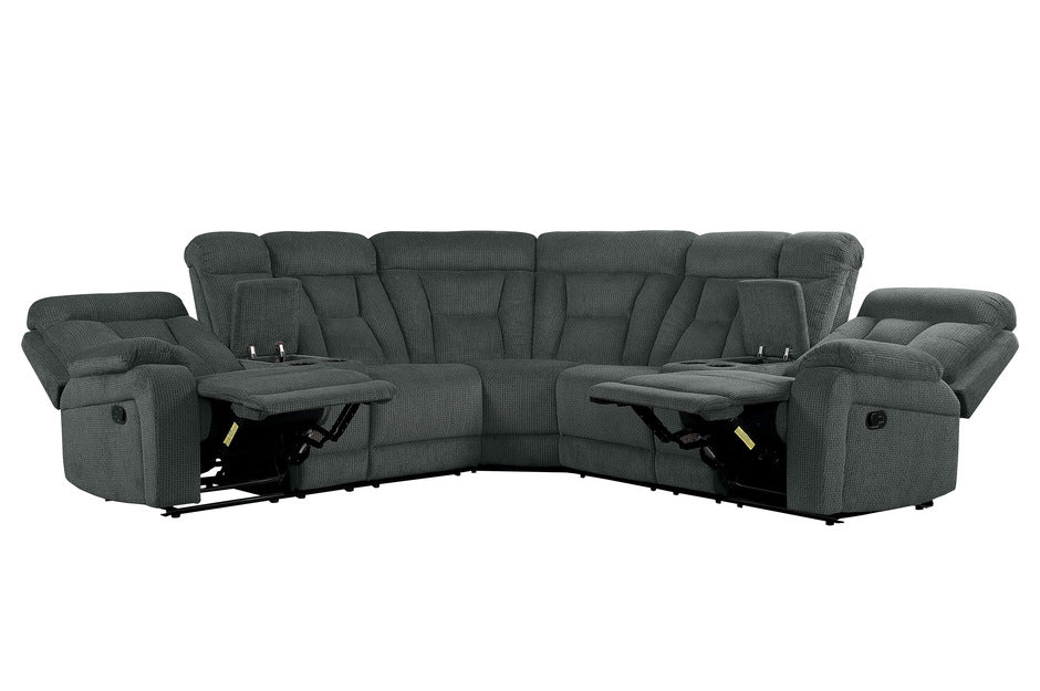 3-Piece Gray Reclining Sectional