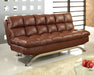Aristo Saddle Brown Leatherette Futon Sofa, Saddle Brown image