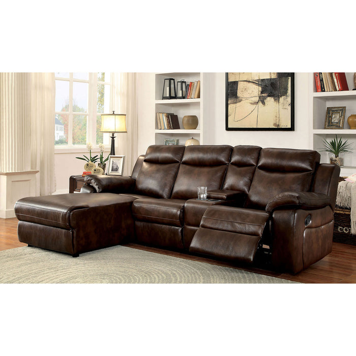 Hardy Brown Sectional w/ Console, Brown image