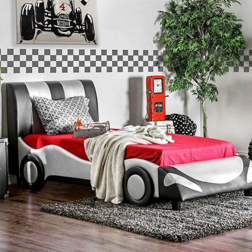 SUPER RACER Silver/Black Twin Bed image